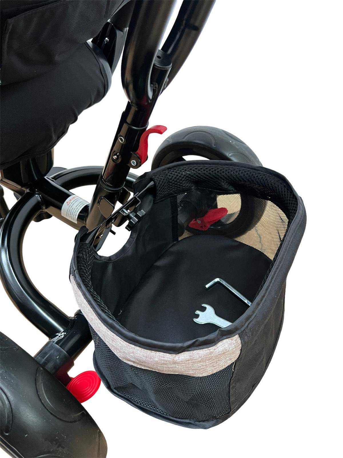 Tricicleta evolutiva, L sun Star, Semipliabila,Pozitie de somn generoasa, Scaun rotativ, Muzicala, Lumini led, Geanta Mamici, Coș jucarii, GRI - gogobaby.ro