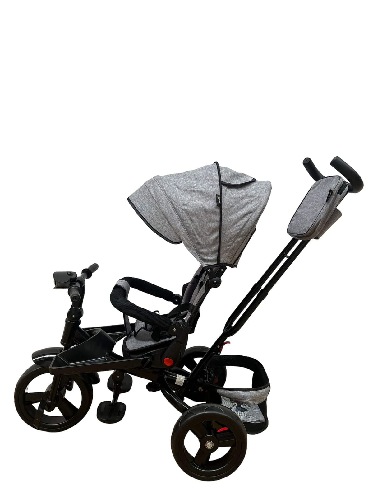 Tricicleta evolutiva, L sun Star, Semipliabila,Pozitie de somn generoasa, Scaun rotativ, Muzicala, Lumini led, Geanta Mamici, Coș jucarii, GRI - gogobaby.ro