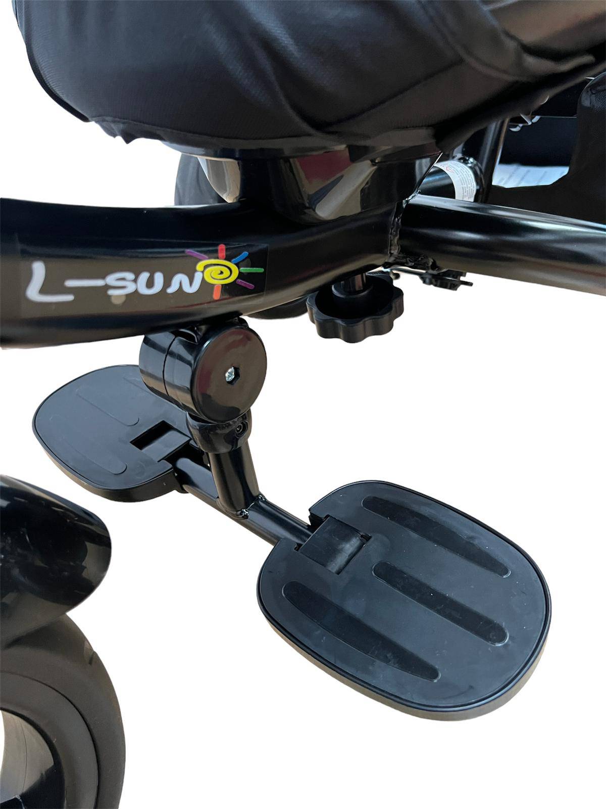 Tricicleta evolutiva, L sun Star, Semipliabila,Pozitie de somn generoasa, Scaun rotativ, Muzicala, Lumini led, Geanta Mamici, Coș jucarii, ALBASTRU - gogobaby.ro