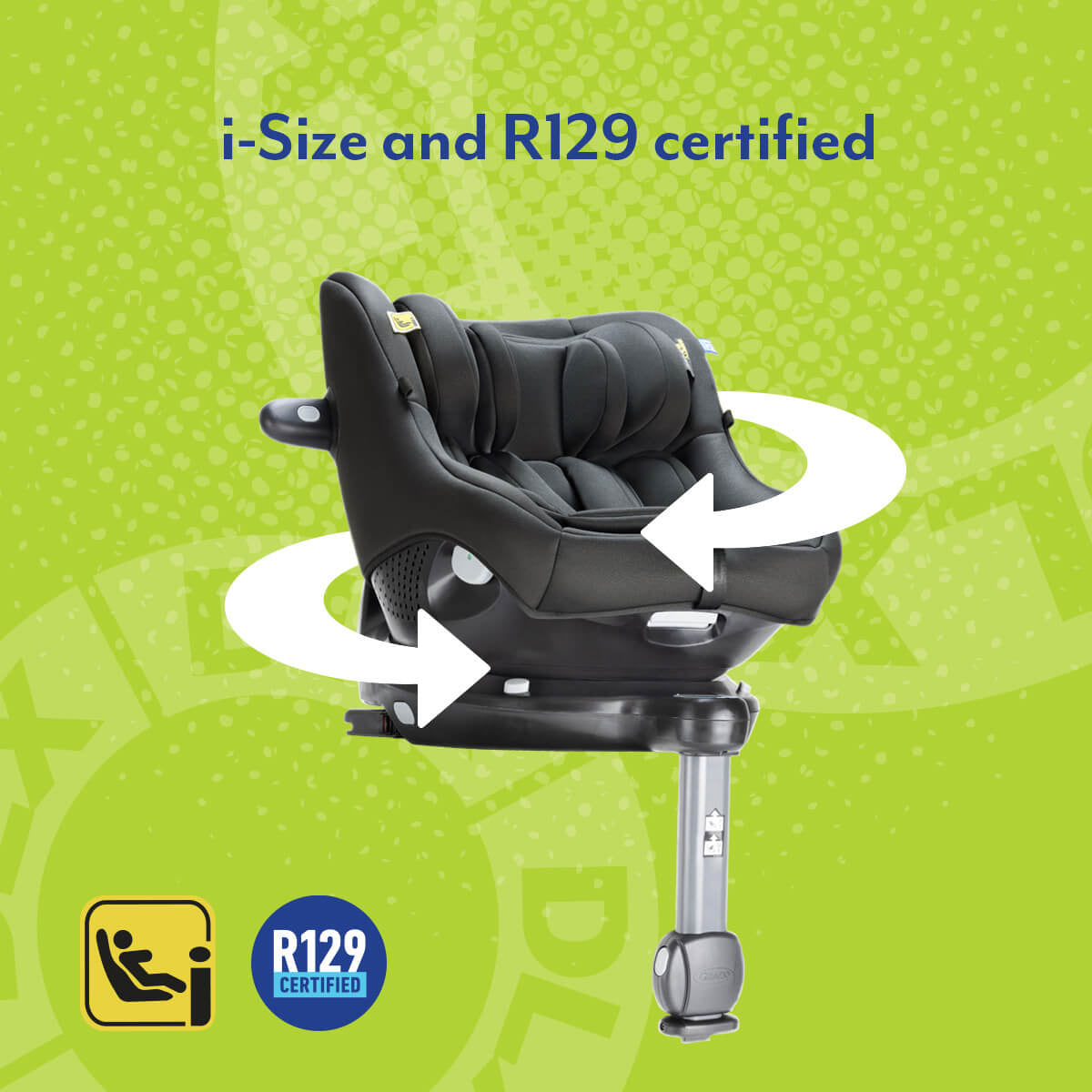 Graco - Scaun auto Turn2Me 360° DLX Iron, 40-105 cm, certificata R129 si testat ADAC