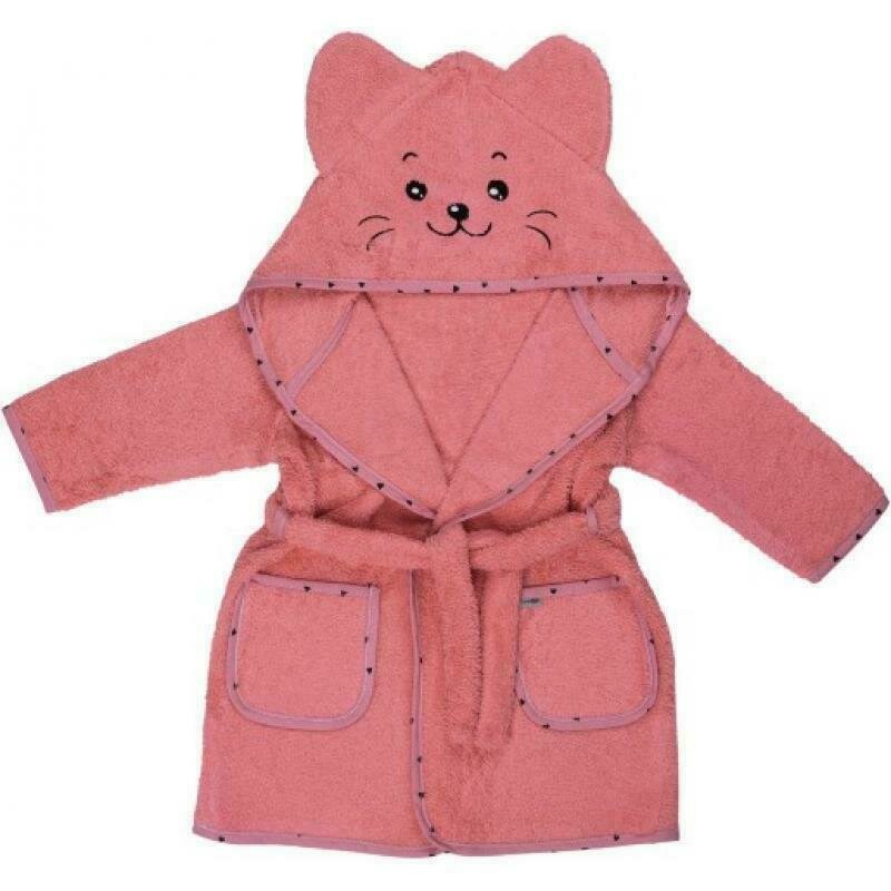 Halat de baie, Bubaba, Cu urechi Kitty, Cu buzunare, Cu cordon, 2 - 4 ani, Marime 98/104, Pink - gogobaby.ro