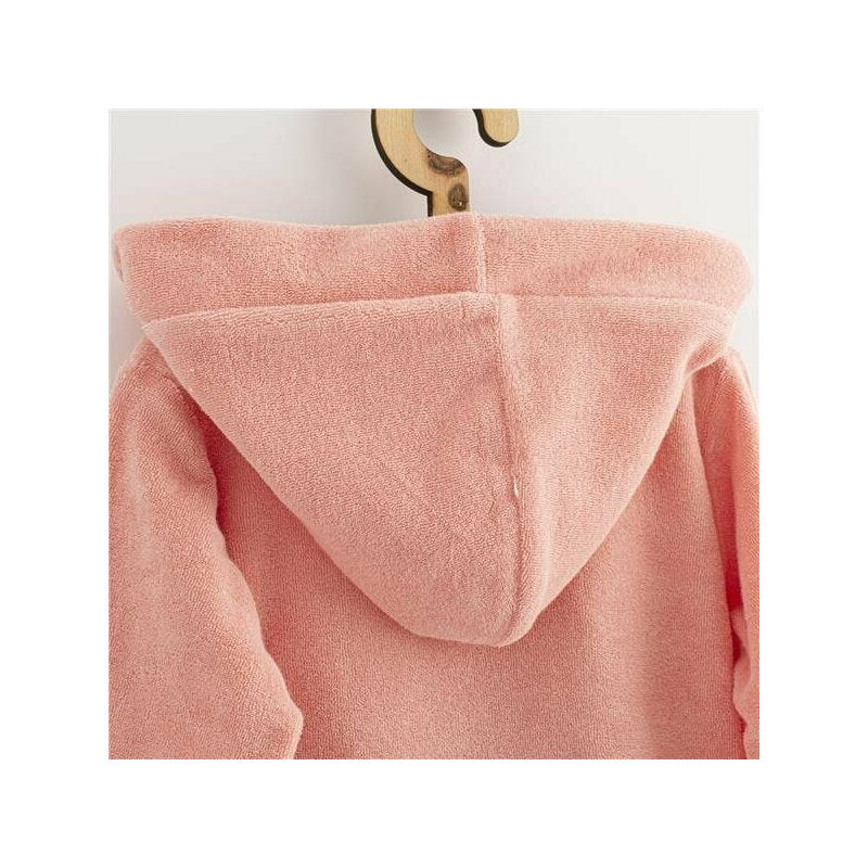 Halat de baie, New Baby, Pentru copii, Cu buzunare, Cu cordon, Marime 104/110, Din bumbac 100%, Pink