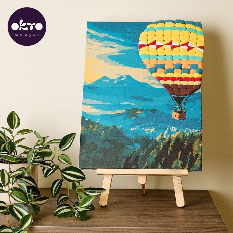 Set pictura si modelare 3D cu argila usoara, 30*40 cm - Hot Air Balloon flight