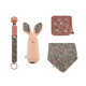 BIBS X Liberty Bundle - Set cutie cadou cu bavetica, cutie de suzeta, clip suzeta si jucarie multisenzoriala