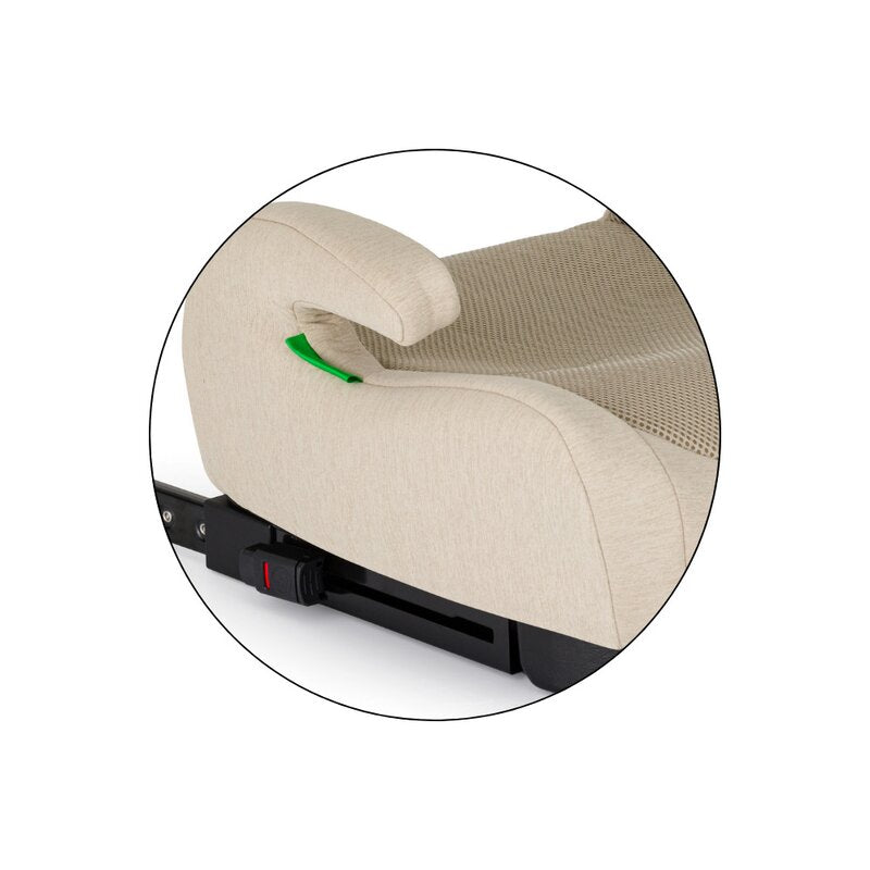Inaltator auto, Petite&Mars, Optimus Pro, I-size, 125- 150 cm, 22-36 kg, Cu isofix, Forma ergonomica, Husa detasabila, Bej