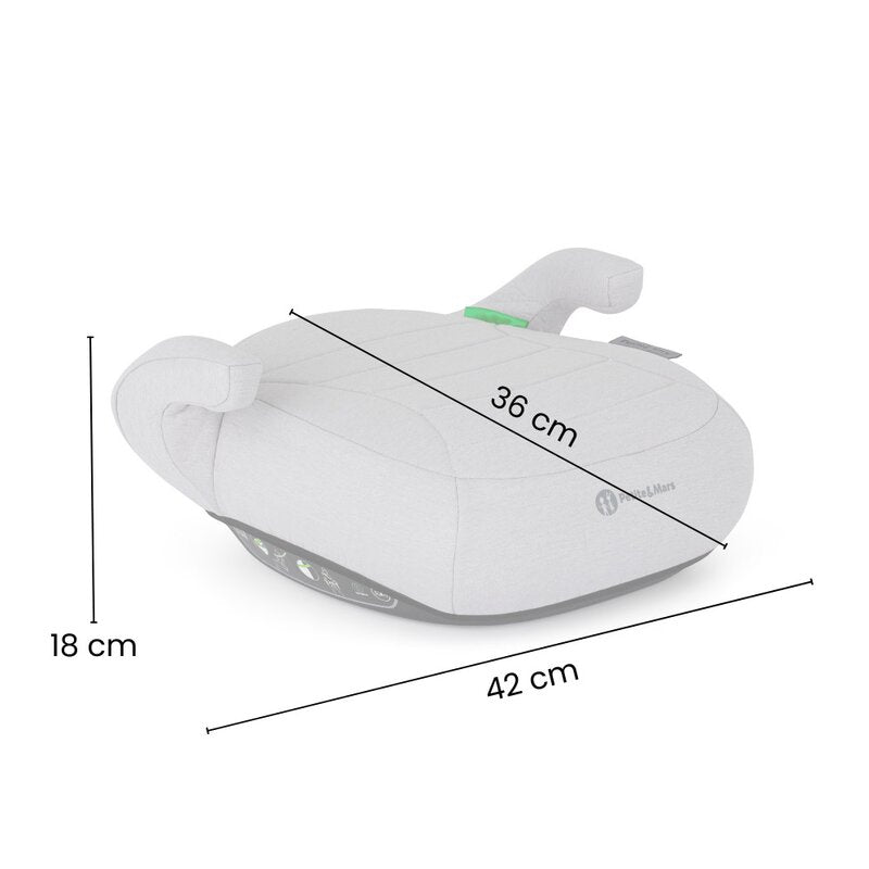 Inaltator auto, Petite&Mars, Zuno, I-size, 125- 150 cm, 22-36 kg, Forma ergonomica, Usor- 1 kg, Bej inchis