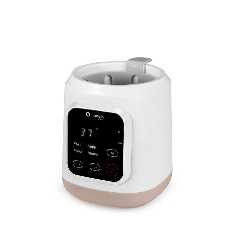 Incalzitor biberoane, Lionelo, ThermUp 3.0, 6 in 1, Incalzire, Decongelare, Sterilizare, Mentinerea temperaturii, 400 W, 35-100°C, Panou de comanda tactil, Fara BPA, Oprire automata, Placa de incalzire din teflon, Alb