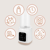 Incalzitor biberoane, Lionelo, ThermUp 3.0, 6 in 1, Incalzire, Decongelare, Sterilizare, Mentinerea temperaturii, 400 W, 35-100°C, Panou de comanda tactil, Fara BPA, Oprire automata, Placa de incalzire din teflon, Alb