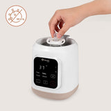 Incalzitor biberoane, Lionelo, ThermUp 3.0, 6 in 1, Incalzire, Decongelare, Sterilizare, Mentinerea temperaturii, 400 W, 35-100°C, Panou de comanda tactil, Fara BPA, Oprire automata, Placa de incalzire din teflon, Alb