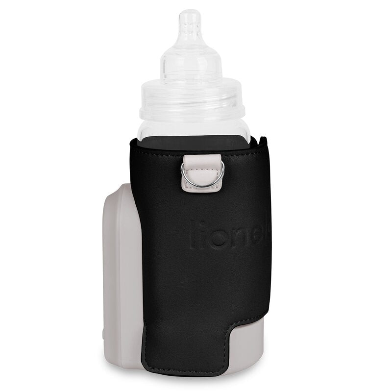 Incalzitor biberoane, Lionelo, ThermUp Go Evo, Portabil, Cu 5 niveluri de incalzire, Cu buton Safety Control, Mentinere caldura pana la 9h, Incarcare USB, Negru