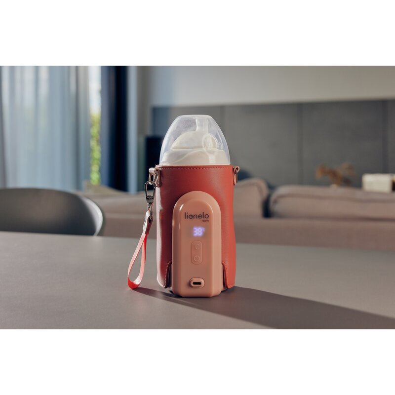 Incalzitor biberoane, Lionelo, ThermUp Go Evo, Portabil, Cu 5 niveluri de incalzire, Cu buton Safety Control, Mentinere caldura pana la 9h, Incarcare USB, Negru