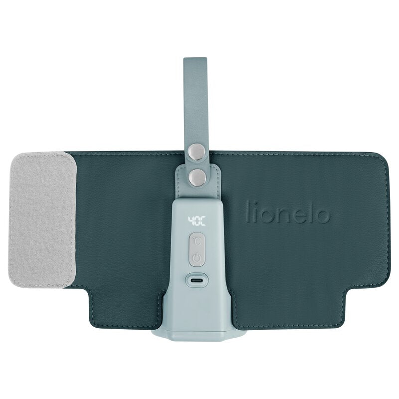 Incalzitor biberoane, Lionelo, ThermUp Go Plus, Portabil, Cu aspect elegant, Temperatura constanta pana la 24 h, Incarcare USB, Verde