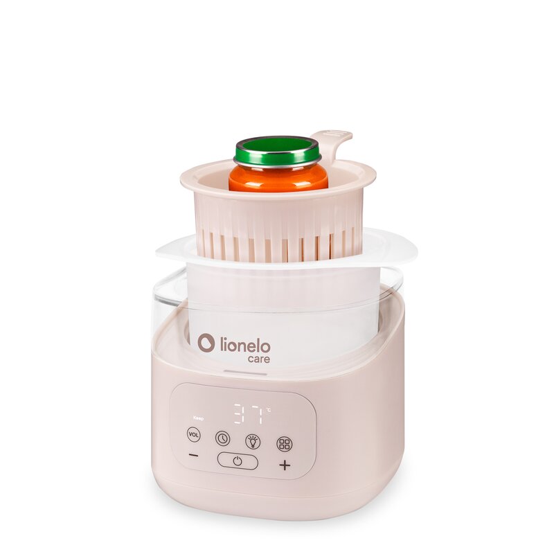 Incalzitor biberoane si sterilizator, Lionelo, ThermUp 4.0, Recipient detasabil, 400 W, 6 moduri de functionare, Functie sterilizare si decongelare, Termostat integrat, Lumina de noapte, Panou tactil, Oprire automata, Placa din otel inoxidabil, Bej