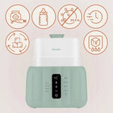 Incalzitor biberoane si sterilizator, Lionelo, ThermUp Duo, 6 moduri de operare, Incalzire, Sterilizare, Pastrare temperatura, Decongelare, Senzor pentru temperatura, Pentru 2 biberoane simultan, fara BPA, Verde