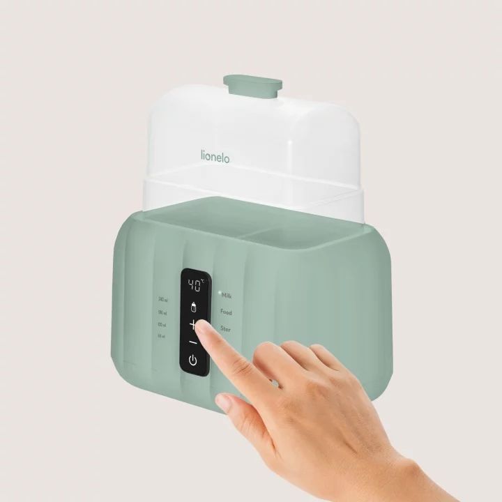 Incalzitor biberoane si sterilizator, Lionelo, ThermUp Duo, 6 moduri de operare, Incalzire, Sterilizare, Pastrare temperatura, Decongelare, Senzor pentru temperatura, Pentru 2 biberoane simultan, fara BPA, Verde