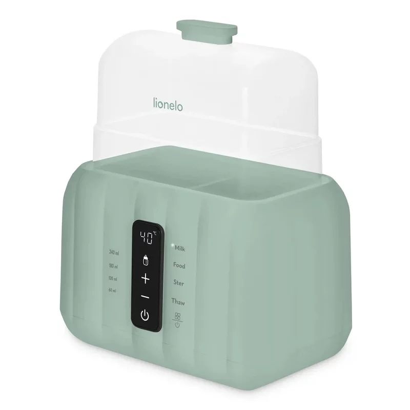 Incalzitor biberoane si sterilizator, Lionelo, ThermUp Duo, 6 moduri de operare, Incalzire, Sterilizare, Pastrare temperatura, Decongelare, Senzor pentru temperatura, Pentru 2 biberoane simultan, fara BPA, Verde
