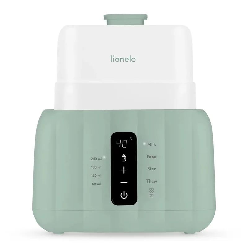 Incalzitor biberoane si sterilizator, Lionelo, ThermUp Duo, 6 moduri de operare, Incalzire, Sterilizare, Pastrare temperatura, Decongelare, Senzor pentru temperatura, Pentru 2 biberoane simultan, fara BPA, Verde