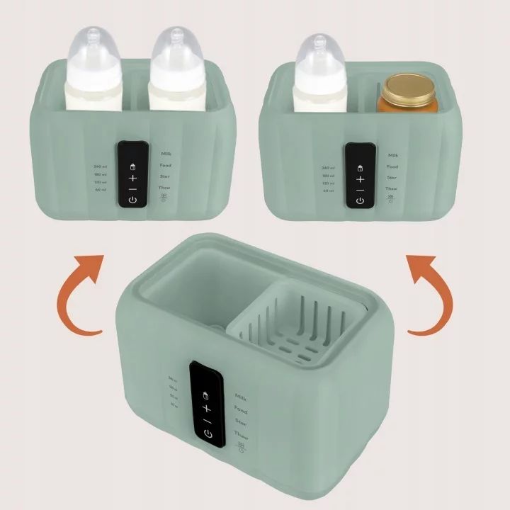Incalzitor biberoane si sterilizator, Lionelo, ThermUp Duo, 6 moduri de operare, Incalzire, Sterilizare, Pastrare temperatura, Decongelare, Senzor pentru temperatura, Pentru 2 biberoane simultan, fara BPA, Verde