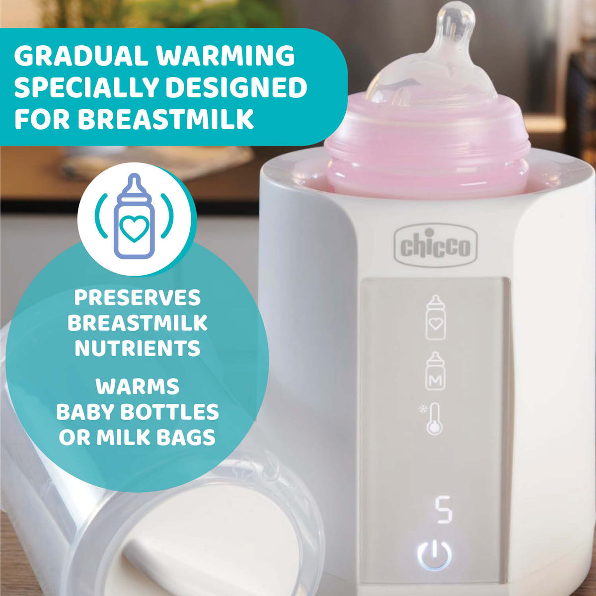 Incalzitor digital electric si sterilizator cu aburi 2 in 1 Chicco, 0 luni+