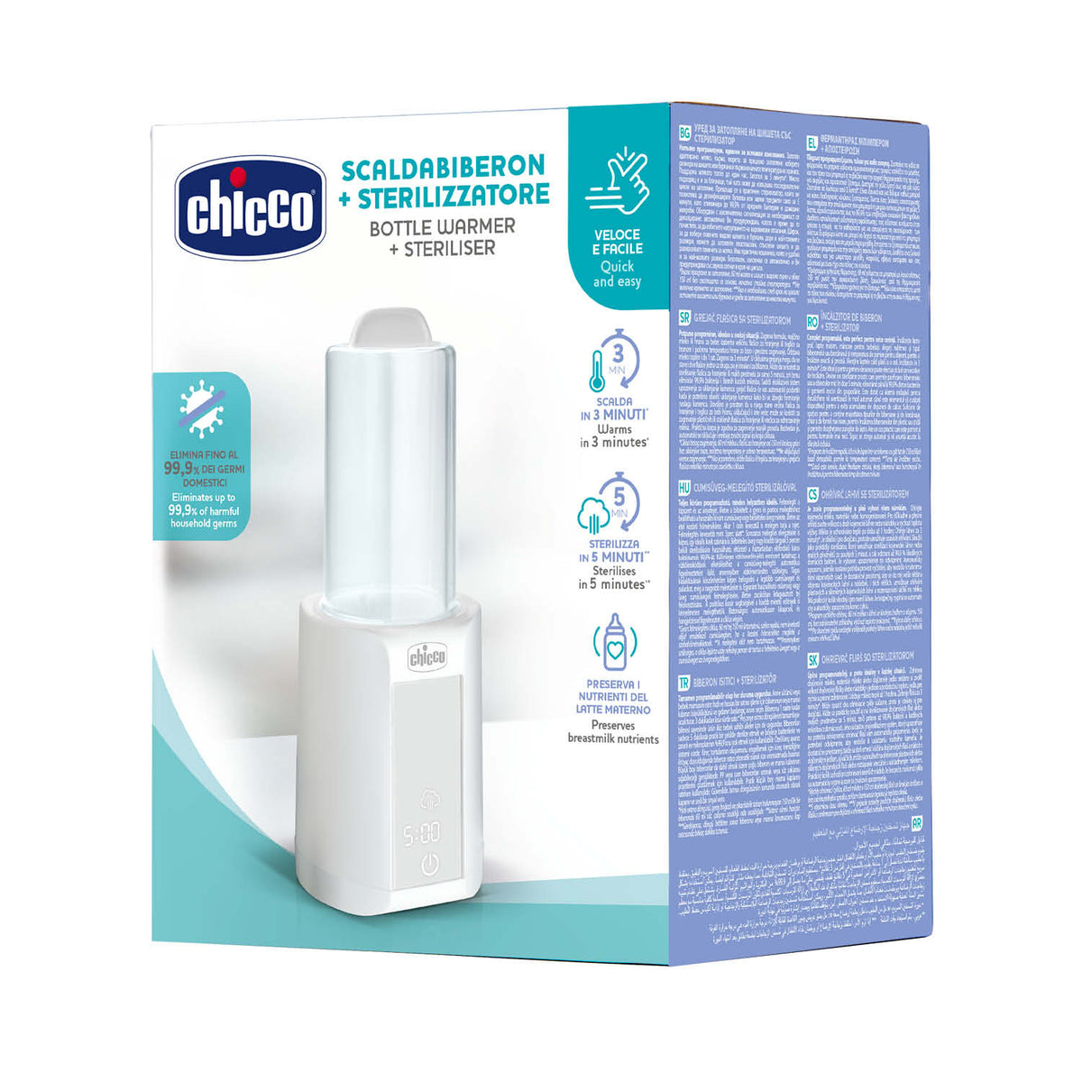 Incalzitor digital electric si sterilizator cu aburi 2 in 1 Chicco, 0 luni+ - gogobaby.ro