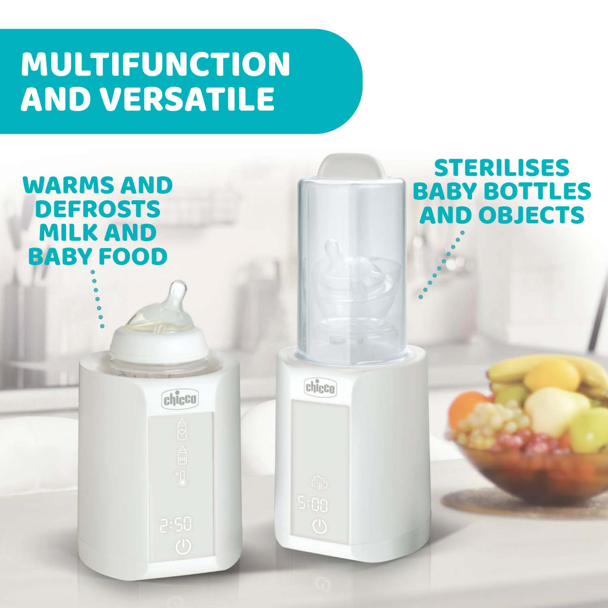 Incalzitor digital electric si sterilizator cu aburi 2 in 1 Chicco, 0 luni+ - gogobaby.ro