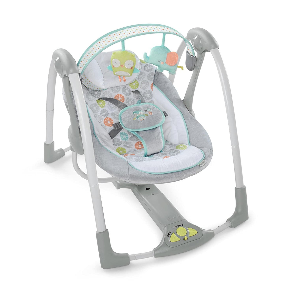 Ingenuity - Leagan portabil Swing 'n Go Portable Swing™ - Hugs & Hoots™ - gogobaby.ro