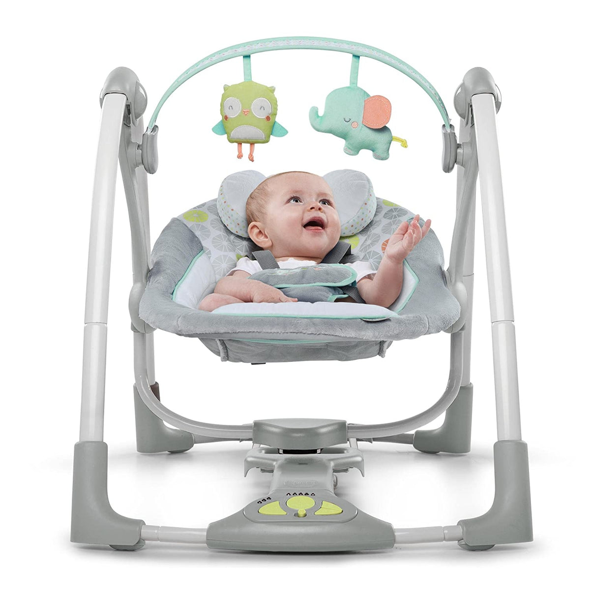 Ingenuity - Leagan portabil Swing 'n Go Portable Swing™ - Hugs & Hoots™ - gogobaby.ro