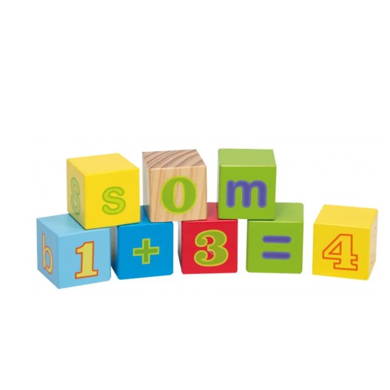 Cuburi educative, Joueco, Alfabetul, 30 piese, Din lemn certificat FSC, 12 luni+, Multicolor
