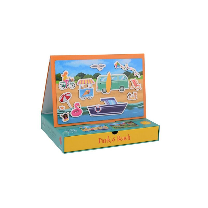 Set de joaca, Joueco, Magnetic, 30 de piese, Dezvolta abilitati motorii si imaginatia, Include cutie pentru depozitare si tabla de joc, 30 x 22 cm, 3 ani+, Multicolor