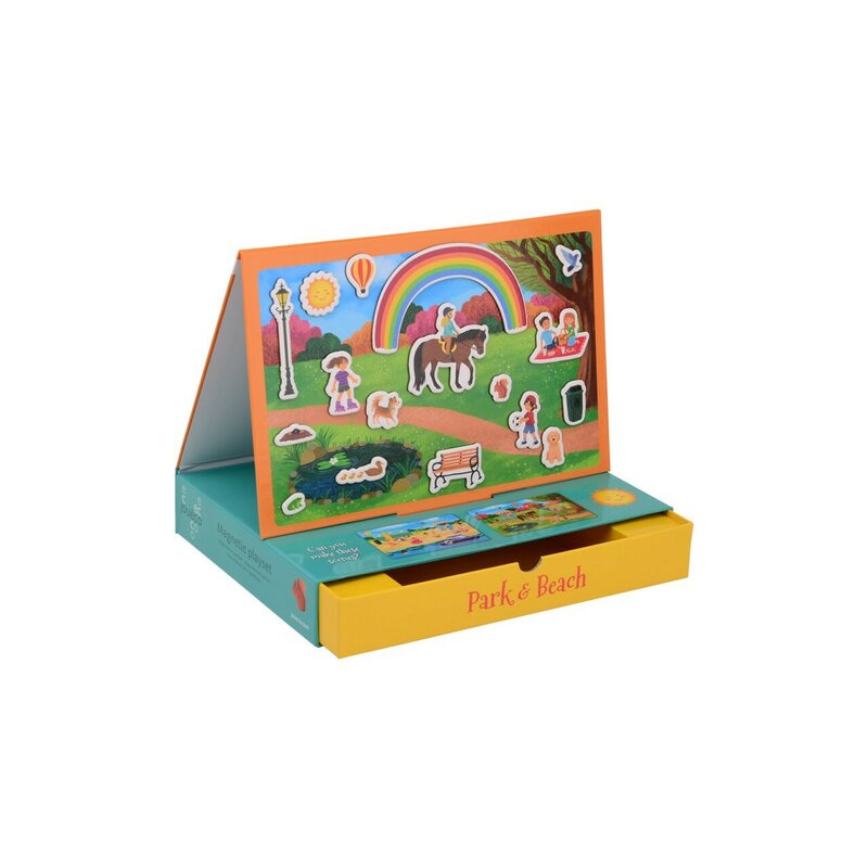 Set de joaca, Joueco, Magnetic, 30 de piese, Dezvolta abilitati motorii si imaginatia, Include cutie pentru depozitare si tabla de joc, 30 x 22 cm, 3 ani+, Multicolor
