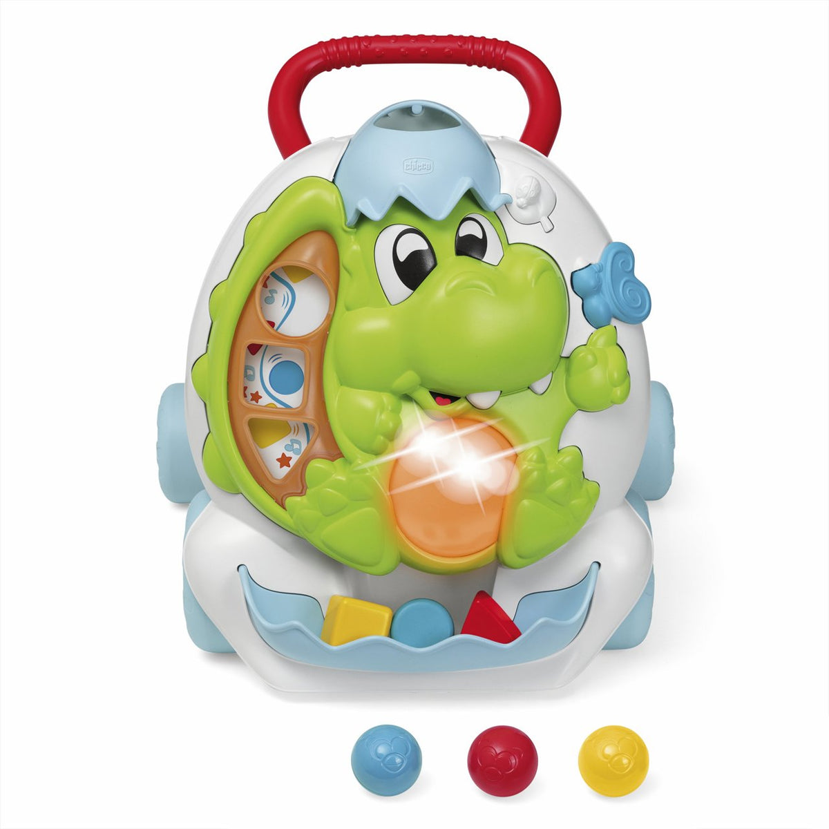 Jucarie Chicco 2 in 1, centru de activitati si antemergator Dinozaur, 9-24 luni - gogobaby.ro