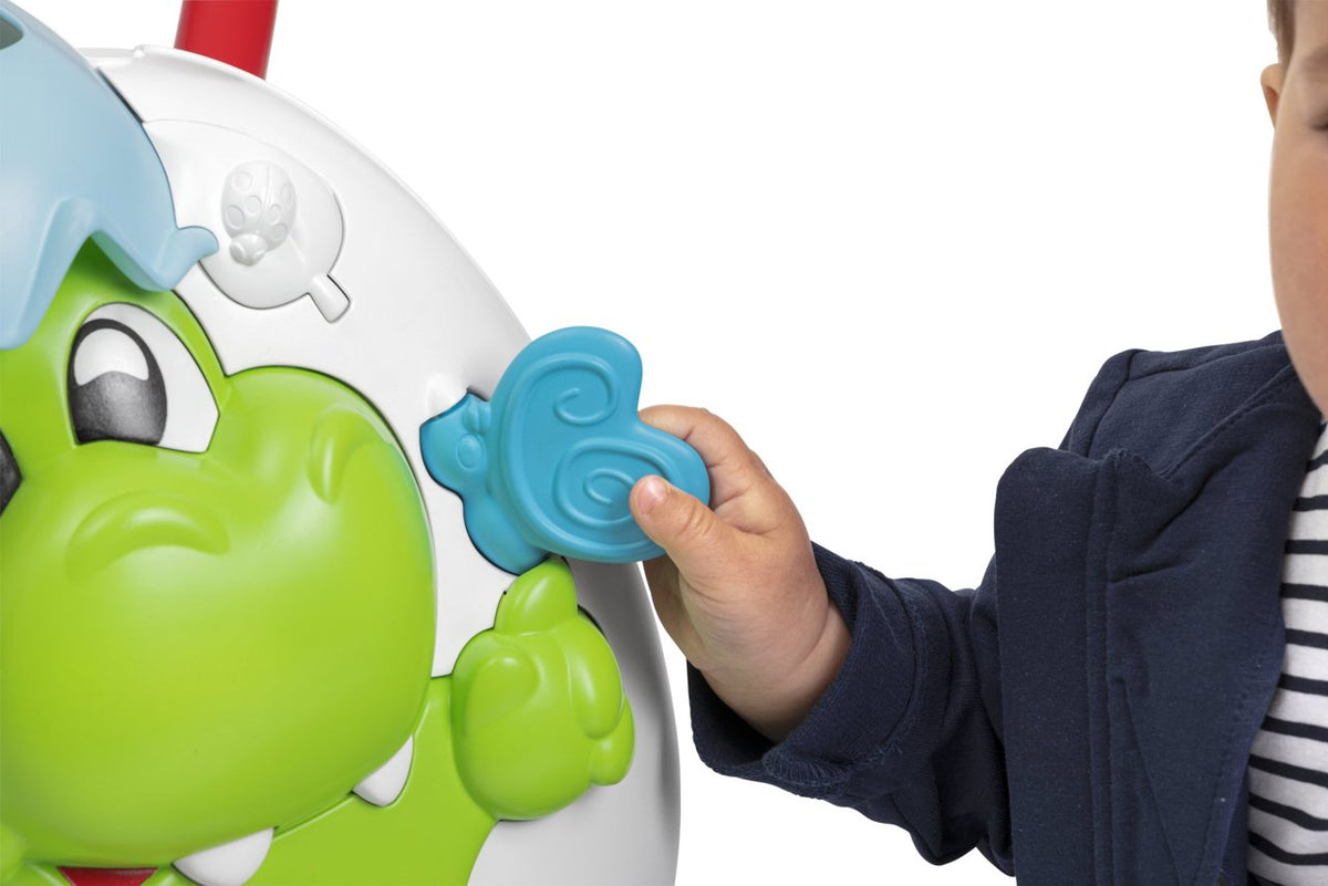 Jucarie Chicco 2 in 1, centru de activitati si antemergator Dinozaur, 9-24 luni - gogobaby.ro