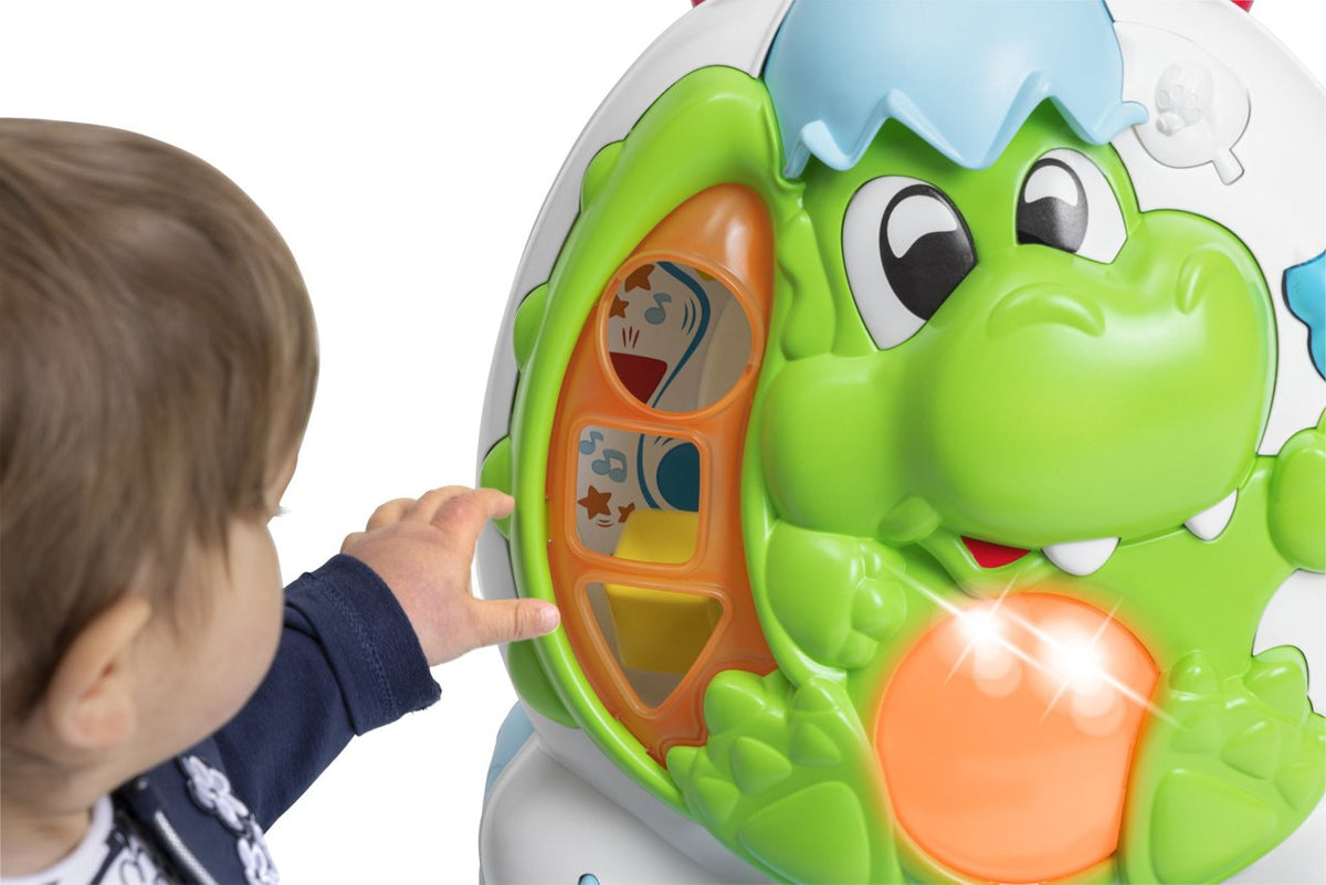 Jucarie Chicco 2 in 1, centru de activitati si antemergator Dinozaur, 9-24 luni - gogobaby.ro