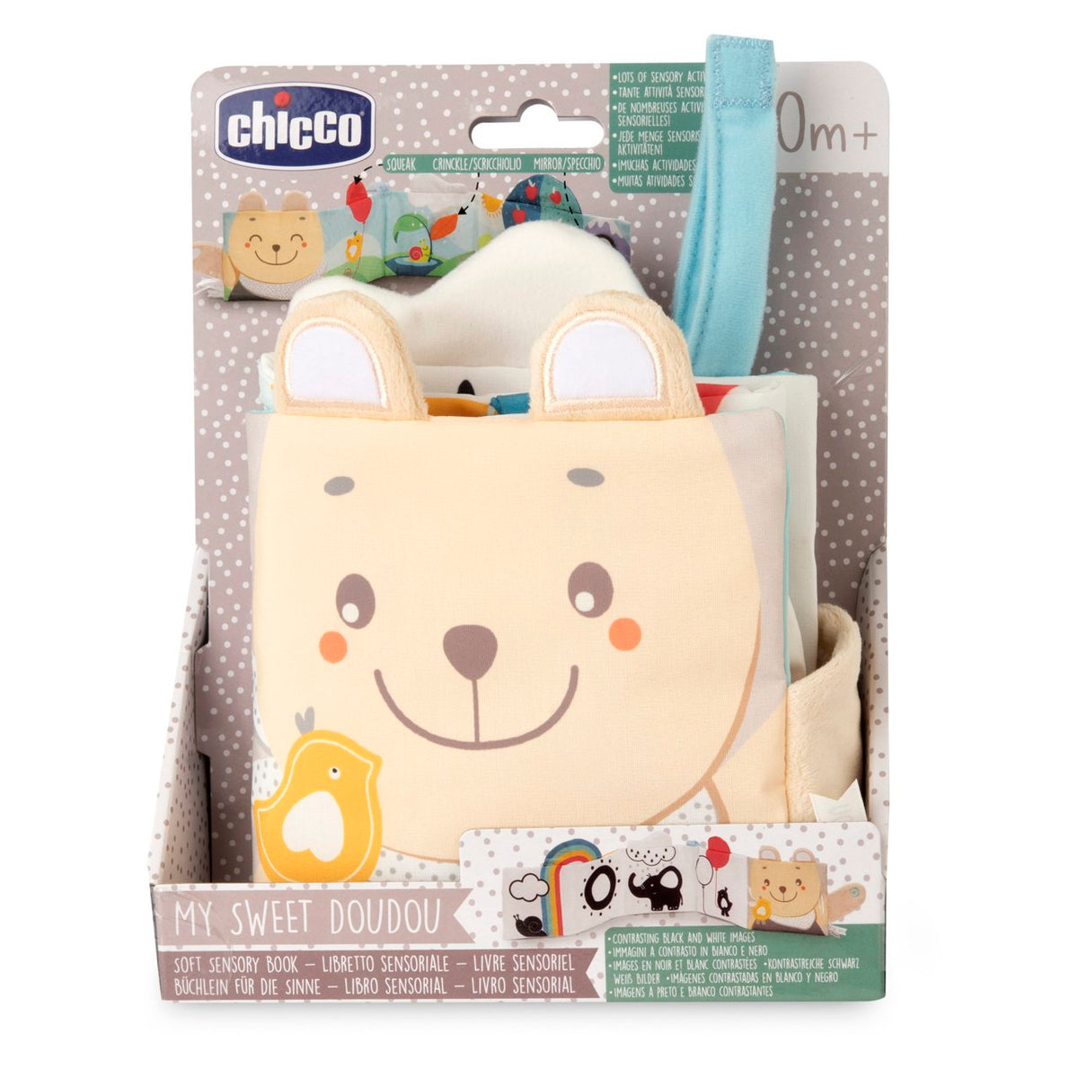Jucarie copii Chicco My Soft DouDou carte senzoriala, unisex, 0luni+ - gogobaby.ro