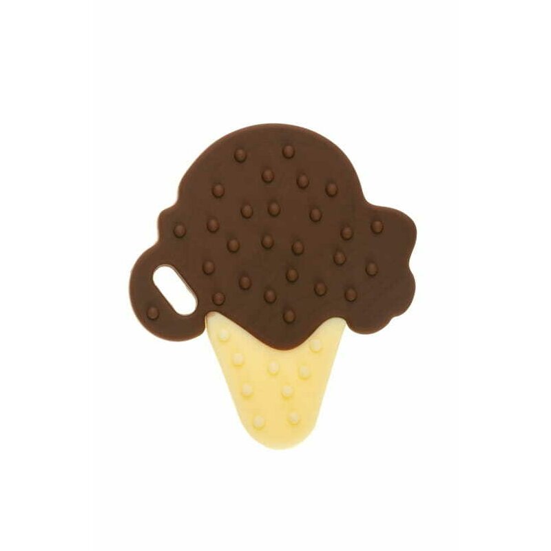 Jucarie de dentitie, Bocioland, Din silicon, Stimuleaza abilitatile motorii fine, Calmeaza durerea gingiei, 0 luni+, Choco Ice