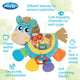 Jucarie din plus, Playgro, Clip Clop, Carticica tactila, Stimuleaza dezvoltarea senzoriala, Cu inele pentru dentitie, Cu diverse forme si texturi, 3 luni+, Musical Clip Clop Teether Book