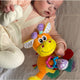 Jucarie din plus, Playgro, Discovery, Stimuleaza dezvoltarea senzoriala, Cu inele pentru dentitie, Cu diverse forme si texturi, 0 luni+, Discovery Friend Giraffe