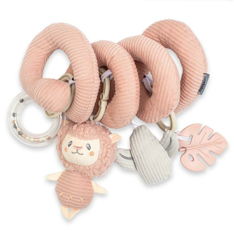 Jucarie interactiva, New Baby, Spirala, Lama, Pentru atasare la patut sau carucior, Dezvolta abilitatile motorii, Include si jucarie pentru dentitie, Fara BPA, 0 luni+, Multicolor - gogobaby.ro