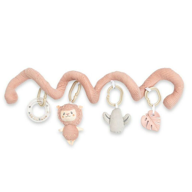 Jucarie interactiva, New Baby, Spirala, Lama, Pentru atasare la patut sau carucior, Dezvolta abilitatile motorii, Include si jucarie pentru dentitie, Fara BPA, 0 luni+, Multicolor - gogobaby.ro