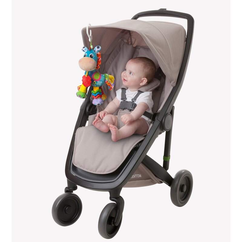 Jucarie, Playgro, Pentru carucior, scoica auto si patut, Cu jucarie de dentitie, Cu sunete, Activity Friend Clip Clop, 39 cm - gogobaby.ro