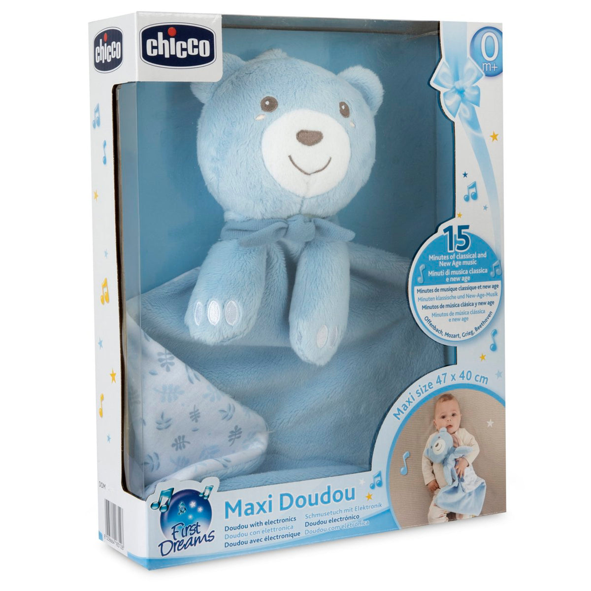 Jucarie muzicala Chicco Maxi DouDou FirstDreams, bleu (albastru), 0luni+ - gogobaby.ro