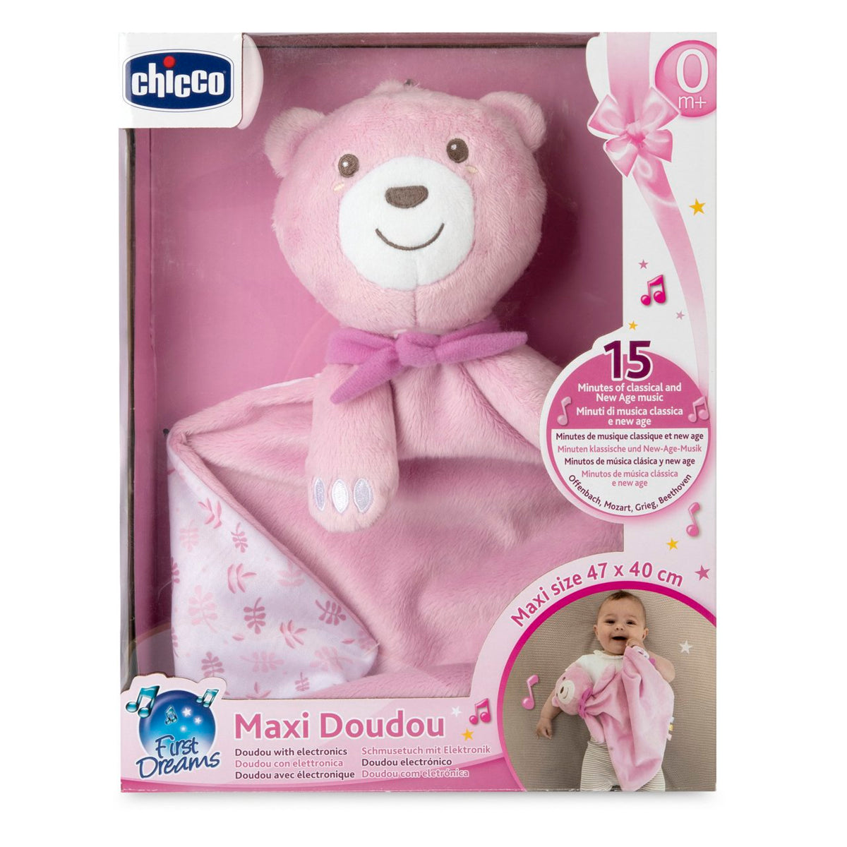 Jucarie muzicala Chicco Maxi DouDou FirstDreams, pink (roz), 0luni+ - gogobaby.ro