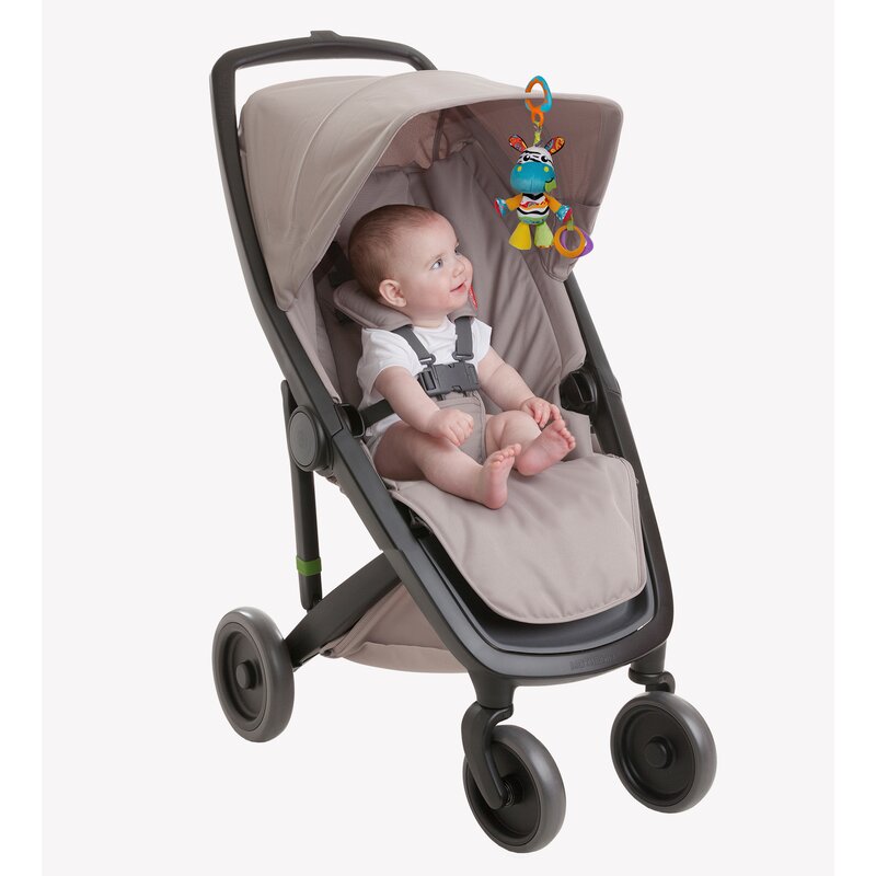Jucarie, Playgro, Pentru carucior, scoica auto si patut, Cu jucarie de dentitie, Zoe Zebra Munchimal, 32 cm