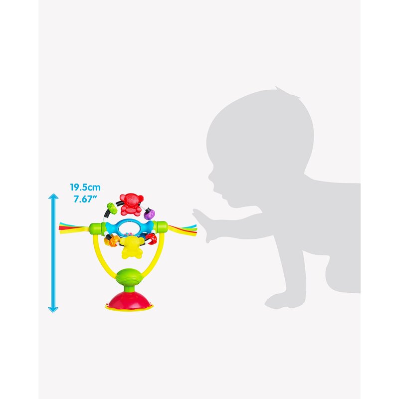Jucarie, Playgro, Pentru scaunul de masa, Cu ventuza, Cu activitati, Rotativa, High chair Spinning Toy, 19.5 cm - gogobaby.ro