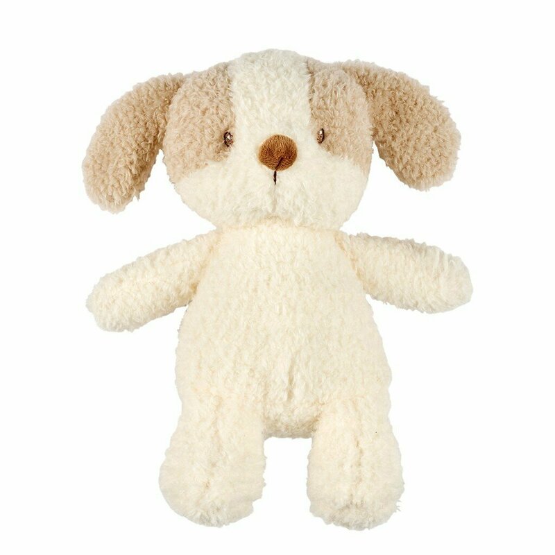Jucarie plus bebelusi, Nattou, Baby Dog, 24 cm, Material moale si pufos, Prieten de joaca si mangaiere, Stimuleaza simtul tactil si motricitatea fina, 0 luni+, Bej