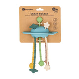 Jucarie senzoriala, Petite&Mars, Crazy rocket, Din silicon, Fara BPA, Moale si flexibila, 20 cm, 10 luni+, Albastru