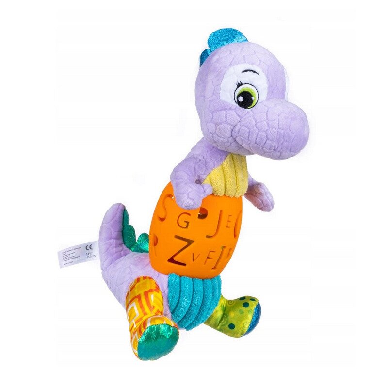 Jucarie zornaitoare, Balibazoo, Dinozaur Bendy, Cu minge, Cu materiale si texturi diferite, 0 luni+, Multicolor