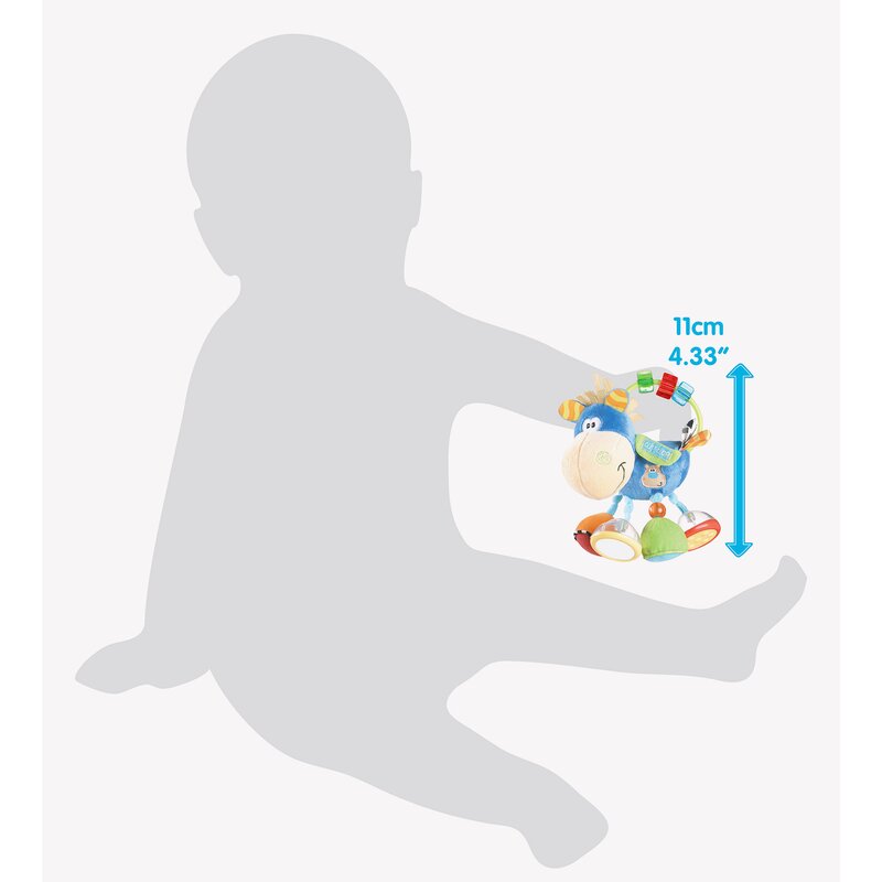 Jucarie zornaitoare si de dentitie, Playgro, Cu activitati, Cu jucarii de dentitie, Cu margele, Cu diferite texturi, Clip Clop Activity Rattle, 11 cm - gogobaby.ro
