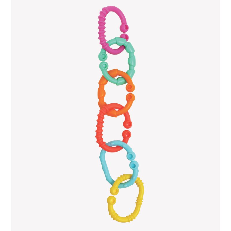 Inele de dentitie, Playgro, Atasabile la carucior, scoica auto si patut, 24 piese, Loopy Links - gogobaby.ro