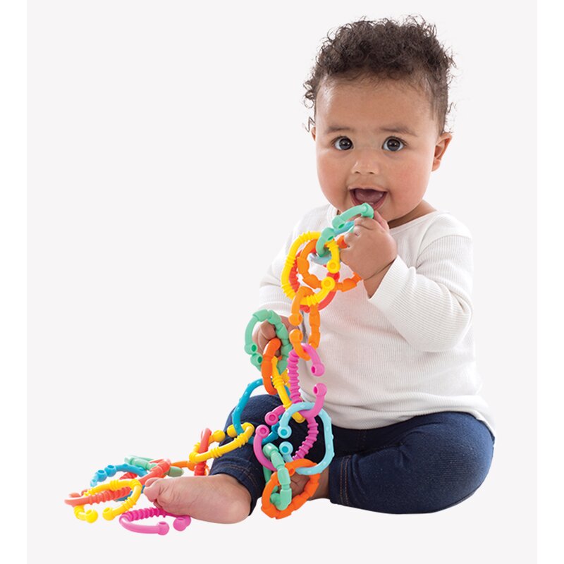 Inele de dentitie, Playgro, Atasabile la carucior, scoica auto si patut, 24 piese, Loopy Links - gogobaby.ro